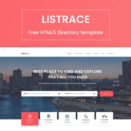 free responsive directory list template listrace banner