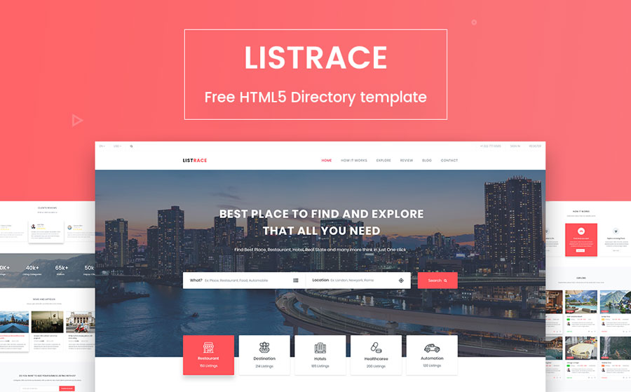 free responsive directory list template listrace banner